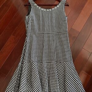 Chadwick's Women's Black White Gingham Sleeveless Dress Flowers Size 10P NWOT